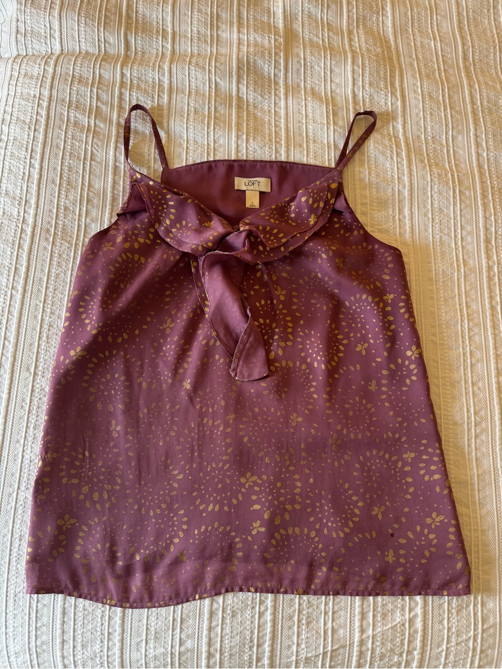 LOFT Plum Cami with Gold Dot Print